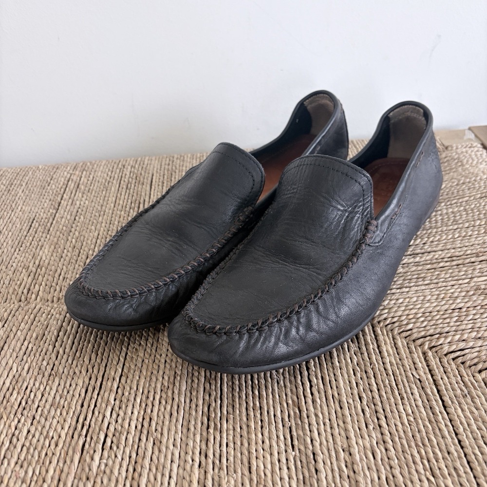 Frye & Co. Lewis Venetian Loafers Driving Shoes Black Leather Men's 12 Luxury